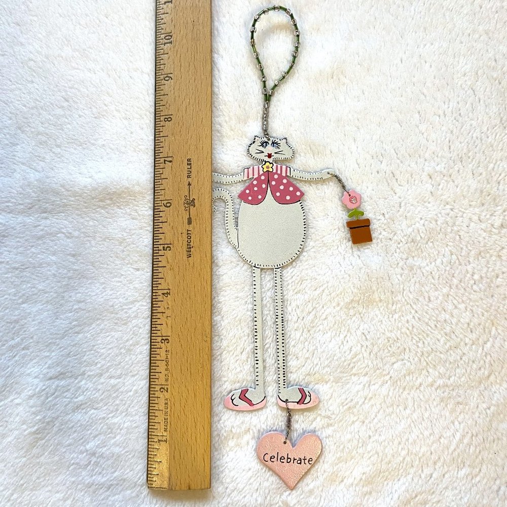 10.5" Tall Celebrate Cat Wine Bottle Charm